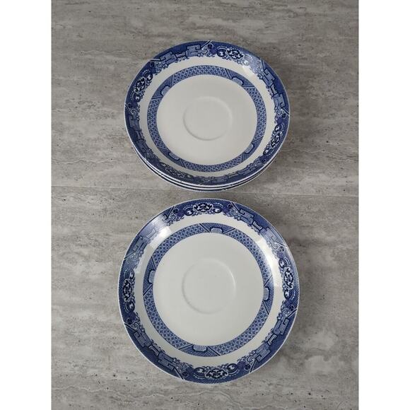 Royal Other - Royal Cuthbertson Blue Willow Saucers, Set Of 4,‎ 6"
